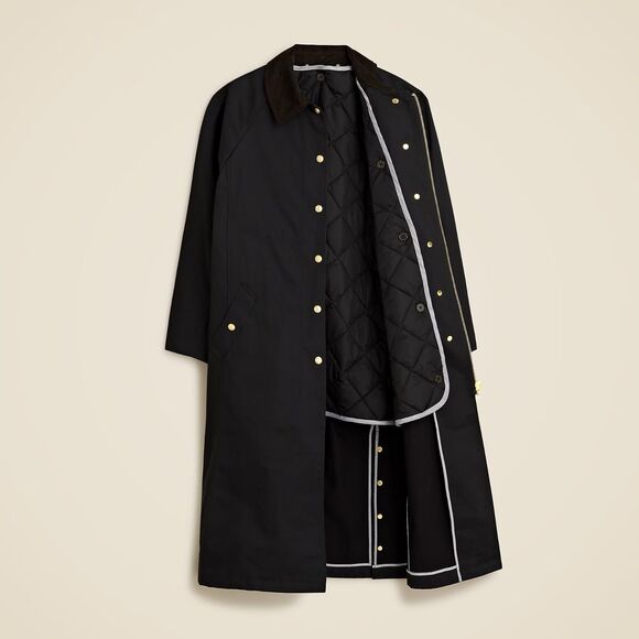 NWT J.Crew Women's Petite Long Barn Jacket in Black Waxed Cotton Twill Size XXSP - Picture 7 of 16